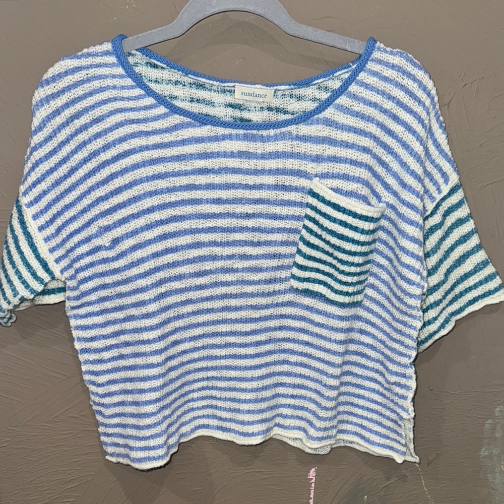 Sundance Blue and White Striped Crop Top